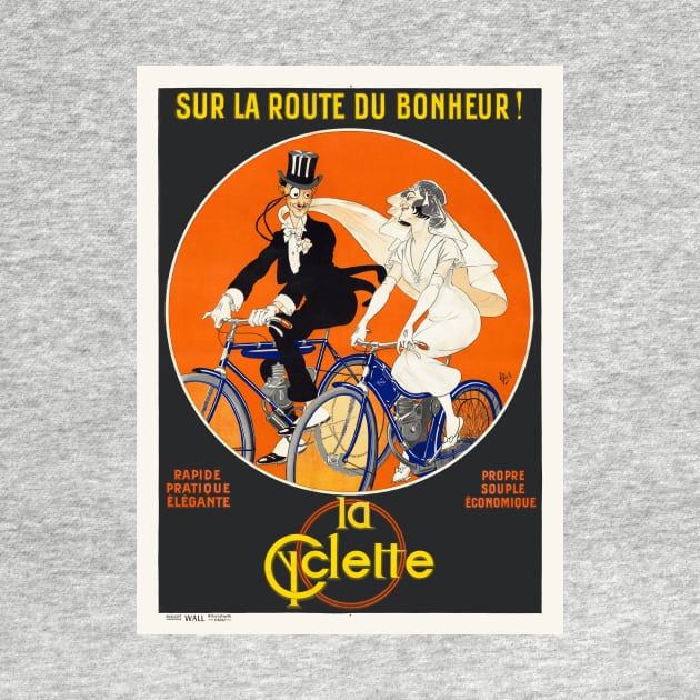 Sur la route du bonheur La Cyclette Vintage Poster by vintagetreasure